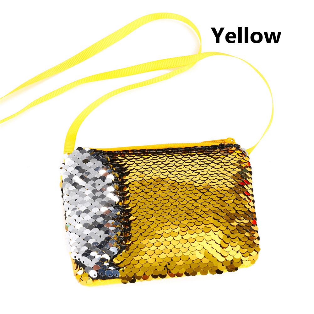 New Fashion Mermaid paillettes portamonete portafoglio per bambini ragazza borsa scintillante borsa da donna borsa con cerniera pacchetto pochette: YELLOW
