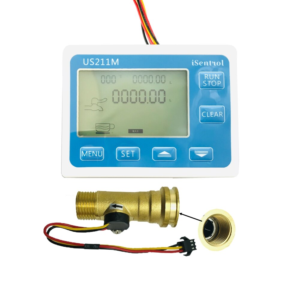 US211M Wasser Flow Meter Halle Wasser Flow Sensor Reader mit Messing USC-HS21TA 1-30L/min halle wasser durchflussmesser