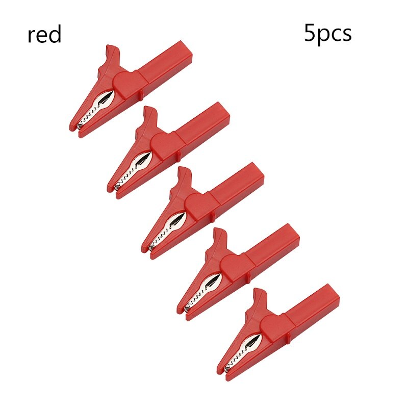 5Pc Plastic Auto Auto Banaanstekker Multimeter Alligator Clip Krokodil Klem Kleurrijke Kabel Probes Batterij Test 55Mm: Rood