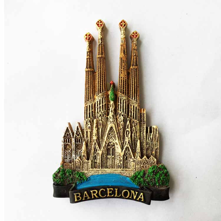 Spain Barcelona fridge magnet sagrada familia 3D building decoration sticker travel souvenir resion kitchen paste: Default Title