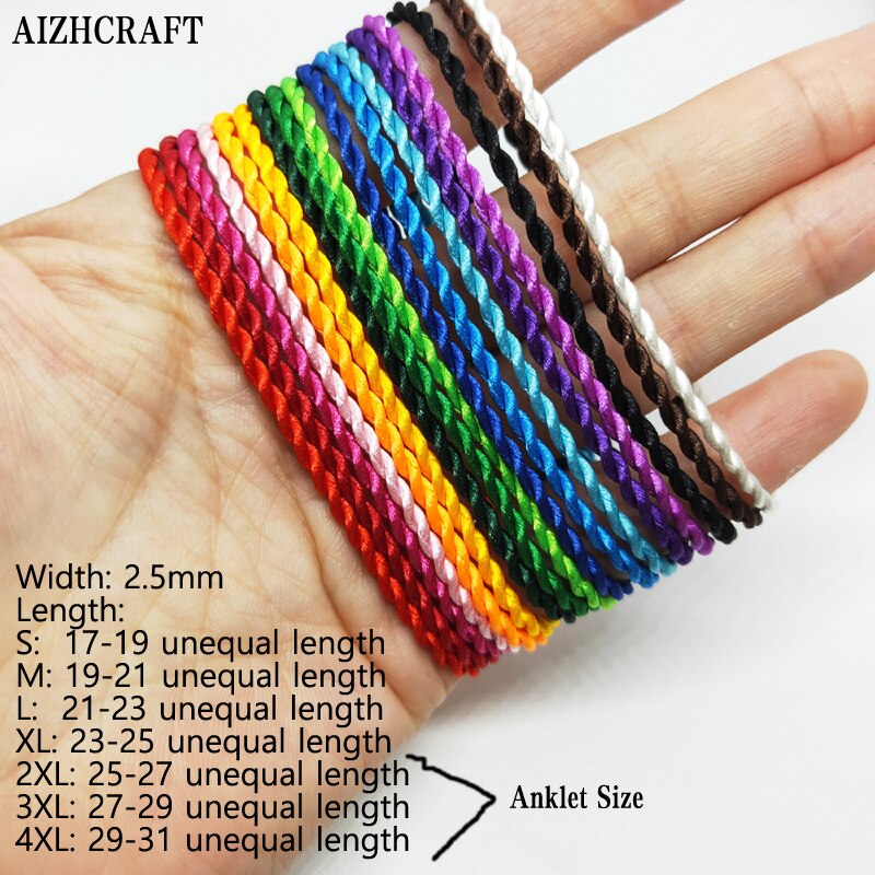 Aizhcraft 17 eri väriä yhdessä rakkaus onnen viehätys tiibetiläiset rannekorut ja nilkkakorut naisille miehille käsintehty yksinkertainen 2- lanka köysi: 17 eri väriä / Xs 15-17