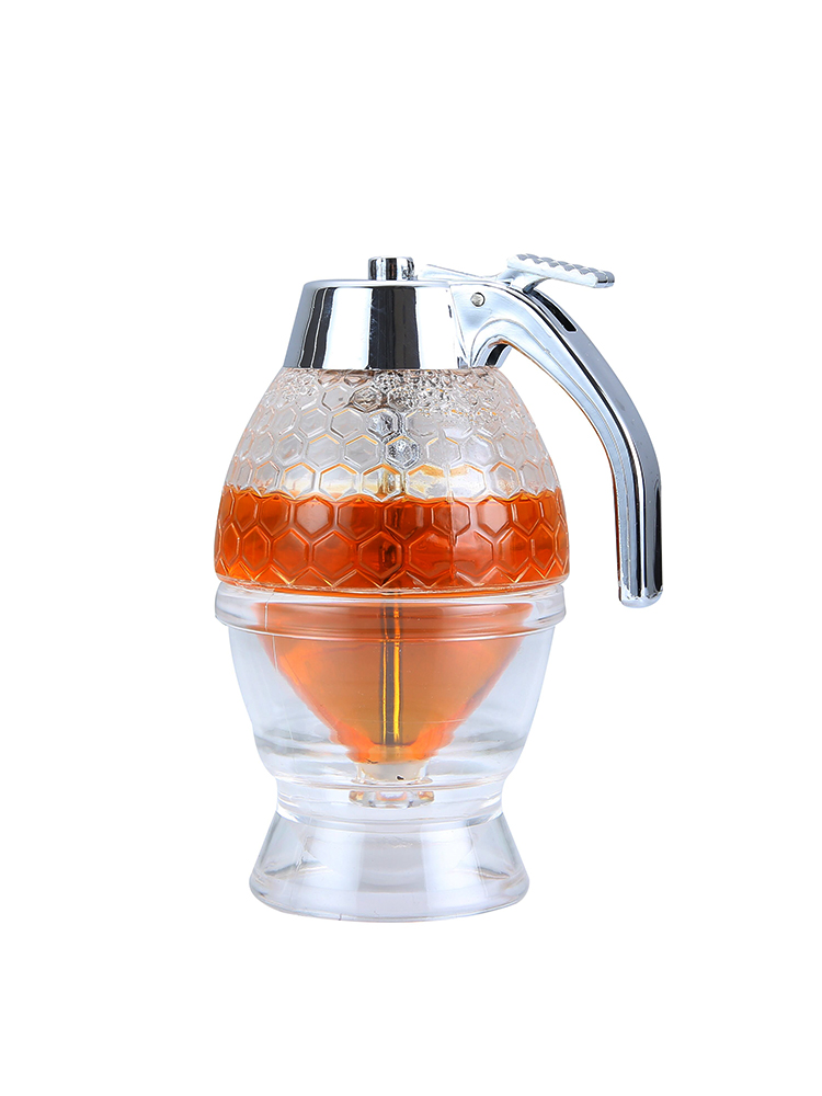 Crystal Honey Dispenser and Warmer Set Honey Jar Container Syrup Cup Dispenser