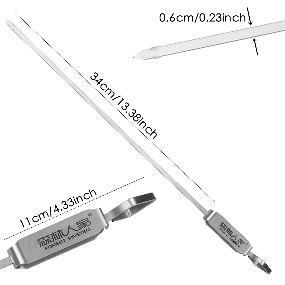 Barbecue Skewers,13" Stainless Steel BBQ Kabob Sticks,Heat Resistant Barbecue Stick Grilling Cooking Sticks with Removal Slider