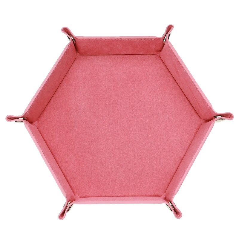 3 cores couro do plutônio dobrável bandeja de dados hexágono caixa de armazenamento de dados mesa placa de jogos caixa de armazenamento de dados clube barra: Rosa