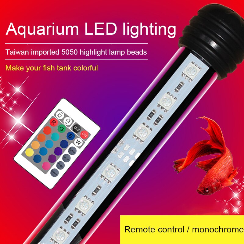 LED Aquarium Fish Tank Light Waterproof Bubble Pump Bar Light 19/29/39/49CM Underwater Aquarium Lamp Aquariums Decor Lighting EU