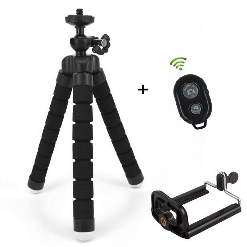 Universel sans fil Bluetooth trépied support à distance Flexible pieuvre téléphone caméra Selfie bâton trépied montage support de poulpe: balck with remote