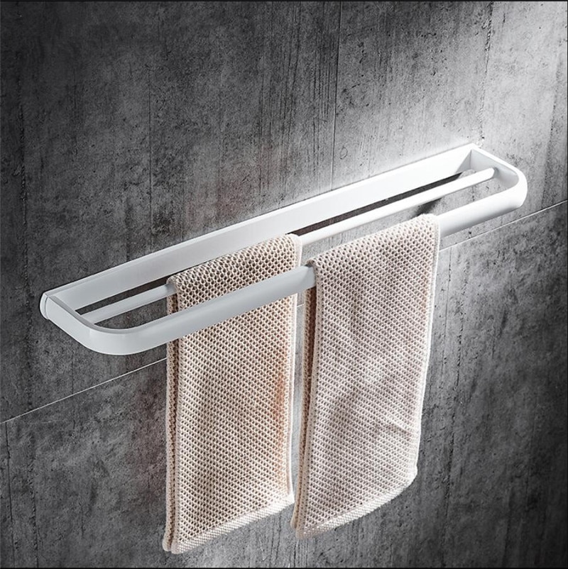 Badkamer Accessoires Set, Witte Vierkante Papier Houder, Handdoek Bar, Zeep Mand, Handdoekenrek, hoekplank, Haak, Badkamer Hardware Set