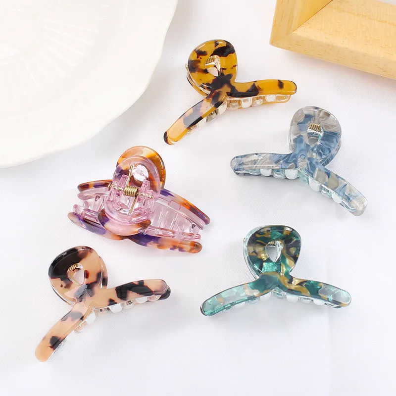 Bgffuy Mini couleur unie imprimé léopard acrylique croix griffes de crabe pince à cheveux coréenne filles femmes accessoires de cheveux