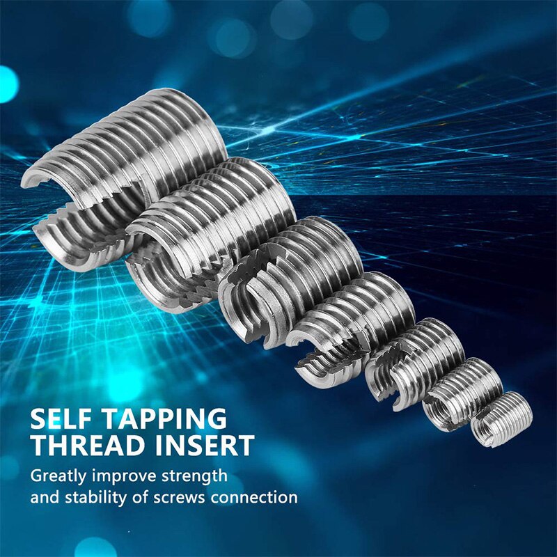 50Pcs Quick Thread Insert, Stainless Steel Inner Thread Self Tapping Thread Inserts Set Thread Reinforce Repair Tool