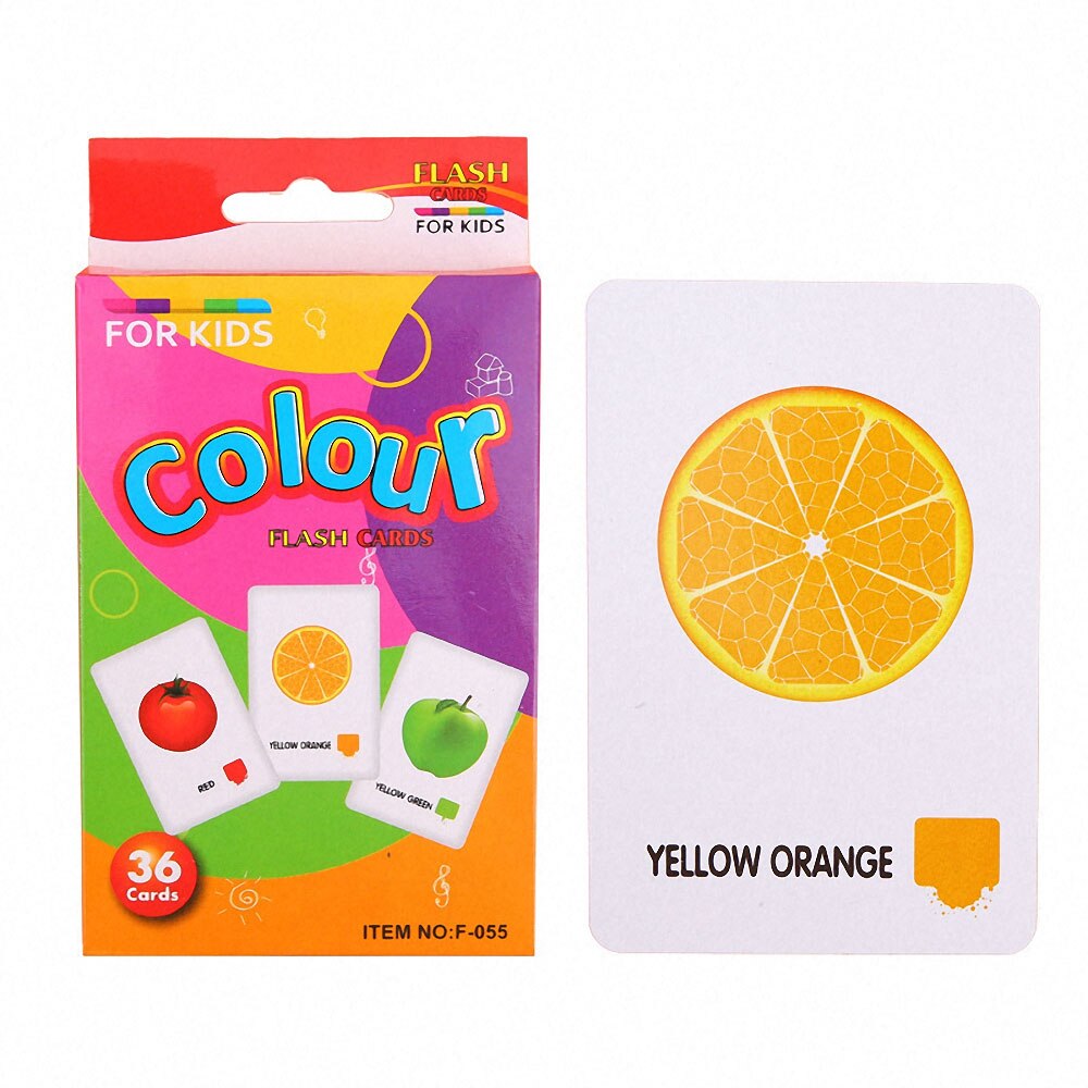 36 blätter Flashcard-basiert Für freundlicher Englisch Spielkarte Lernen Spielzeug Tiere/bilden/Farbe/Erzählen Zeit/Anfang worte: C3 Farbe