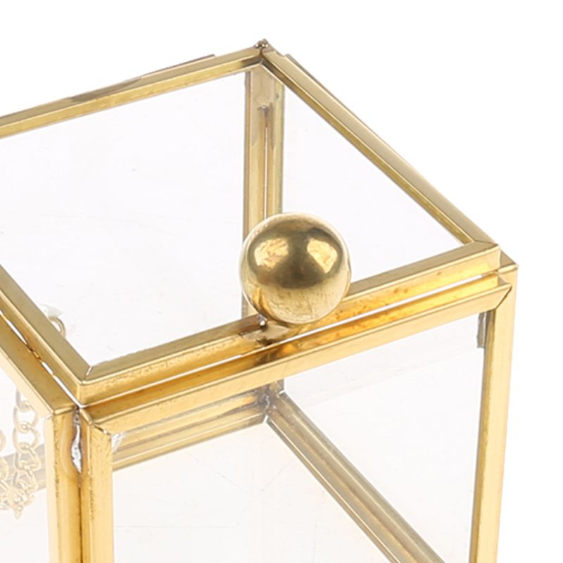 Geometrische sieradendoos van helder glas, sieradenhouder, plantenbak