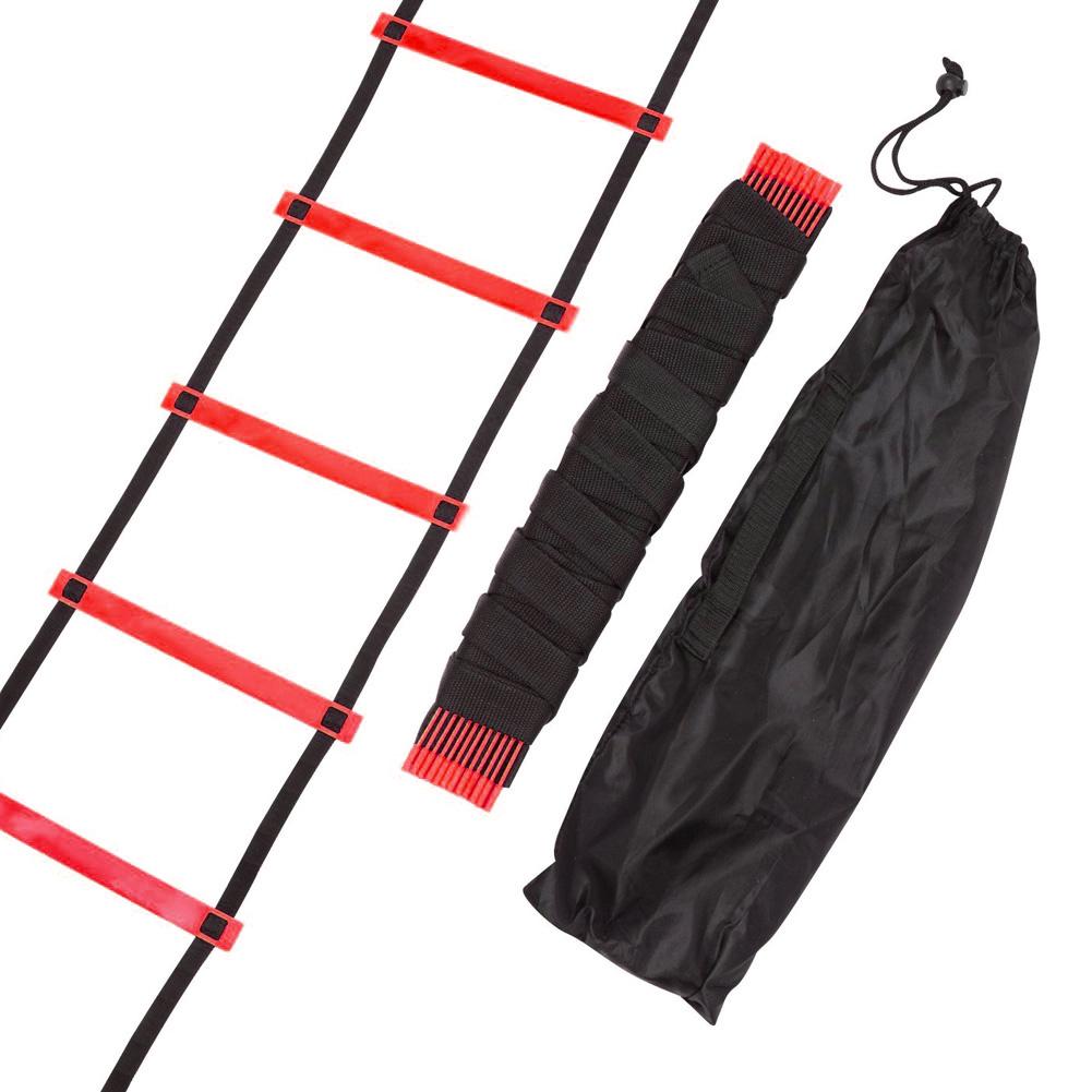 Verstelbare Footwork Voetbal Fitness Speed Rungs Agility Ladder Trainingsapparatuur Kit Met Weerstand Parachute Disc: 6M12 Rung-Red