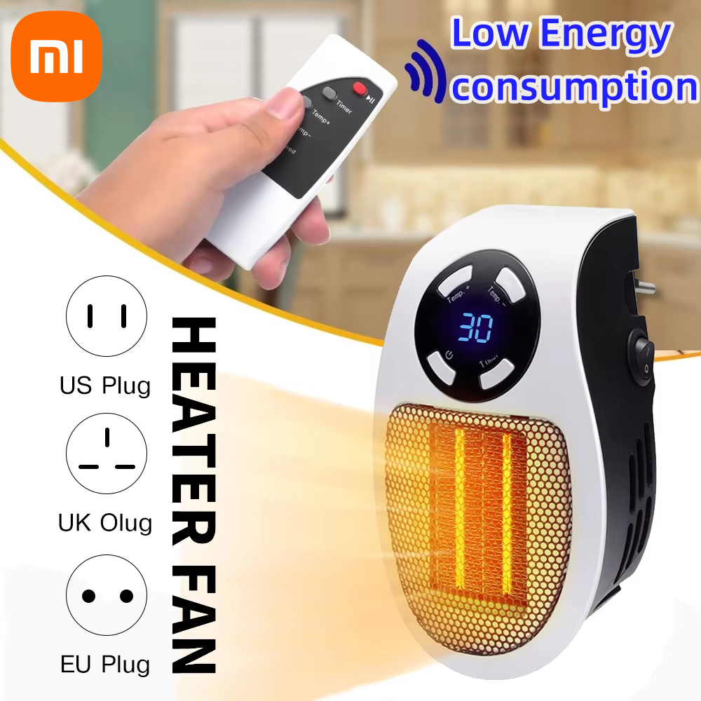 Xiaomi 500W Portable Heater Electric Heater Plug In Wall Room Heater Appliance Heating Stove Mini Radiator Remote Warmer Machine