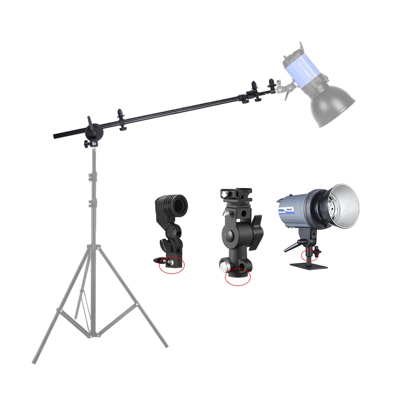 Photo Bracket Grip Holder 27"-72"/70-185cm Swivel Head Reflector Arm Support Black Lighting Arm Boom Stand