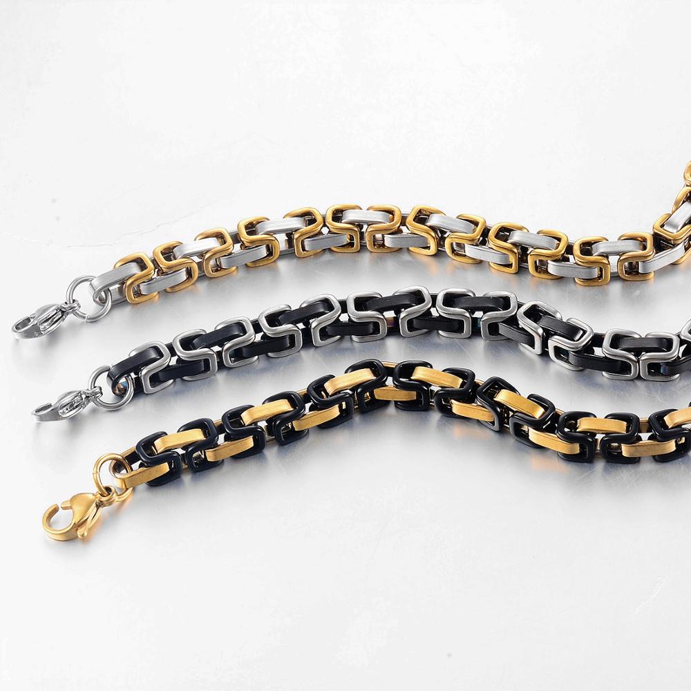 Masculino de aço inoxidável pulseira bizantina moda jóias largura 6mm comprimento 23cm