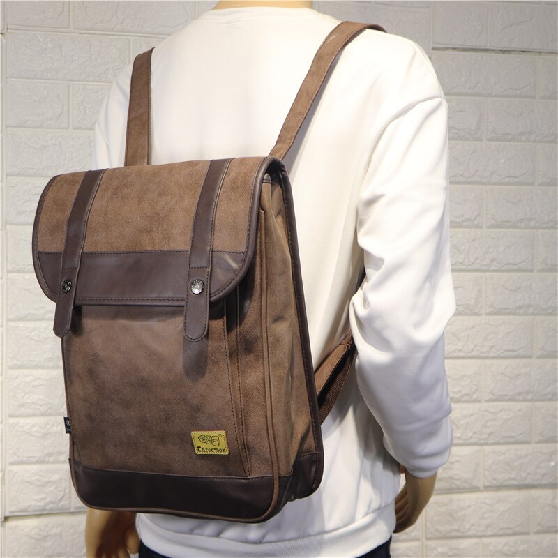 High Business Leather Backpack Men Casual Wear-Resistant Laptop Bagpack Men Travel Bags Large Capacity Men's Bag: Brown