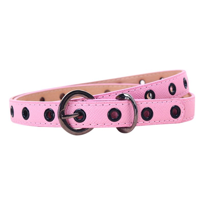 Children PU leather Belts Kids Brand Belt Child Waistband Classic Boys Girls Color Leisure Waist Strap 6 Color: Pink