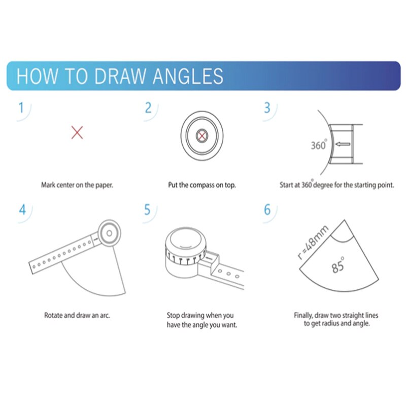 The Most Versatile Magcon Tool Drawing Curved Metallic Ruler Mini Compass Protractor Combo Patterns