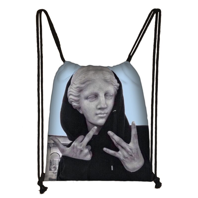 Vaporwave Ästhetischen Statue Kordelzug Tasche Frauen Leinwand Lagerung Taschen Teenager Mädchen Kausal Rucksack Damen Reisetaschen: skdVaporwave07