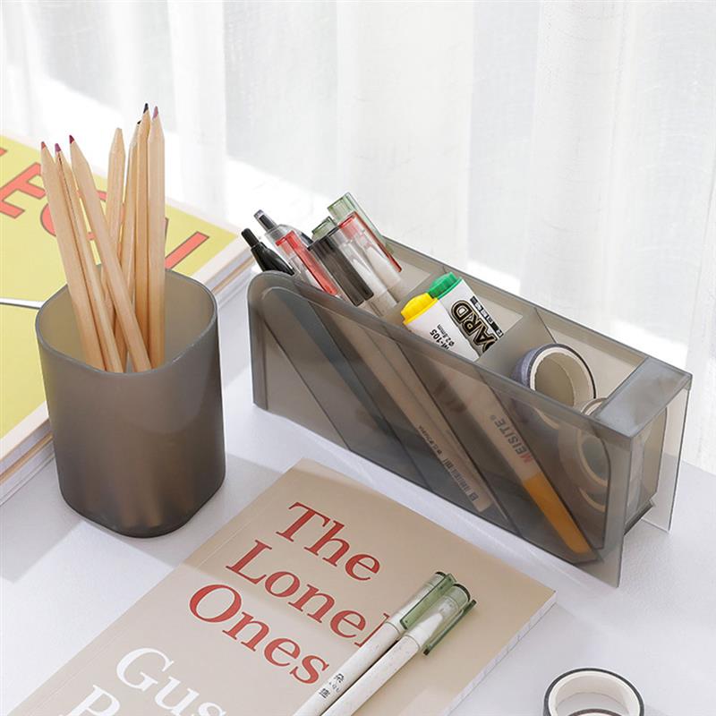 Diagonal Pen Holder Desk Desktop Storage Box Stationery Rack Cosmetic Pencil Organizer Portable School Office Supplies
