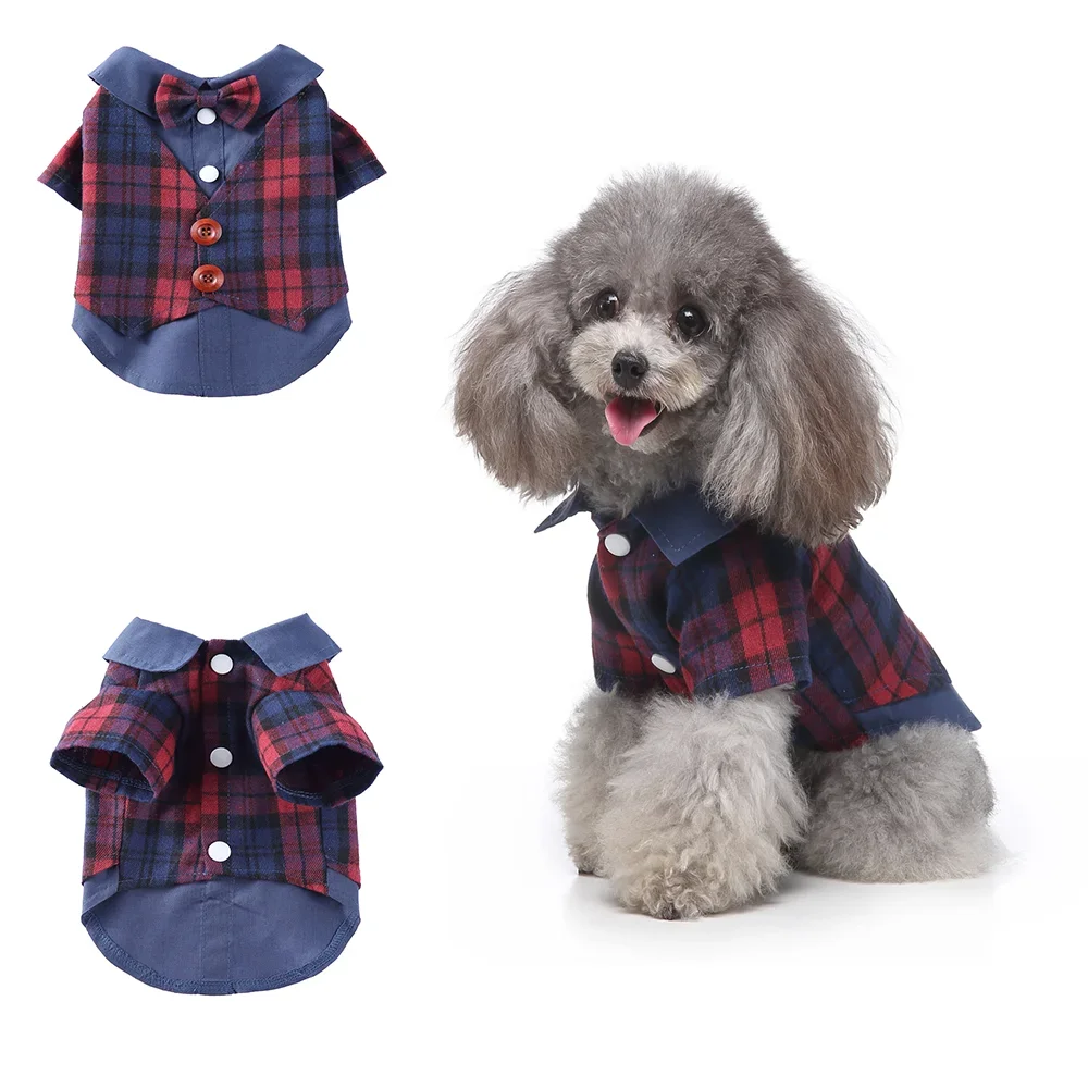 Gentleman Hond Kleren Kat Huisdier Trouwpak Leuke Cachorro Mascotas Pak Gestreepte Smokingvlinderdas Wedding Shirt Kostuum