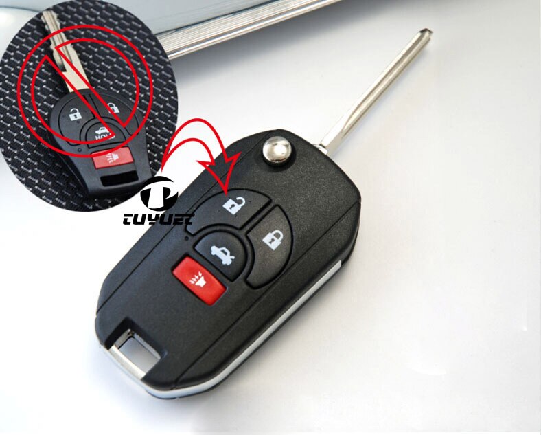 3 + 1 knoppen Gewijzigd Flip Vouwen Afstandsbediening Sleutel Shell Voor Nissan 4 Knoppen Key Case