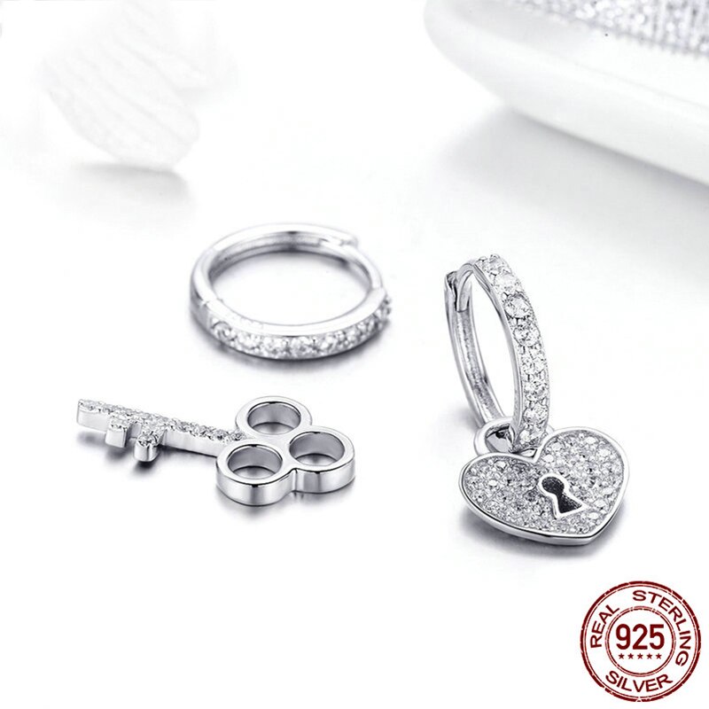 Pendientes De Plata De Primera Ley Con Forma De Corazón Para Mujer, Aretes Pequeños, Plata Esterlina llave, Accesor