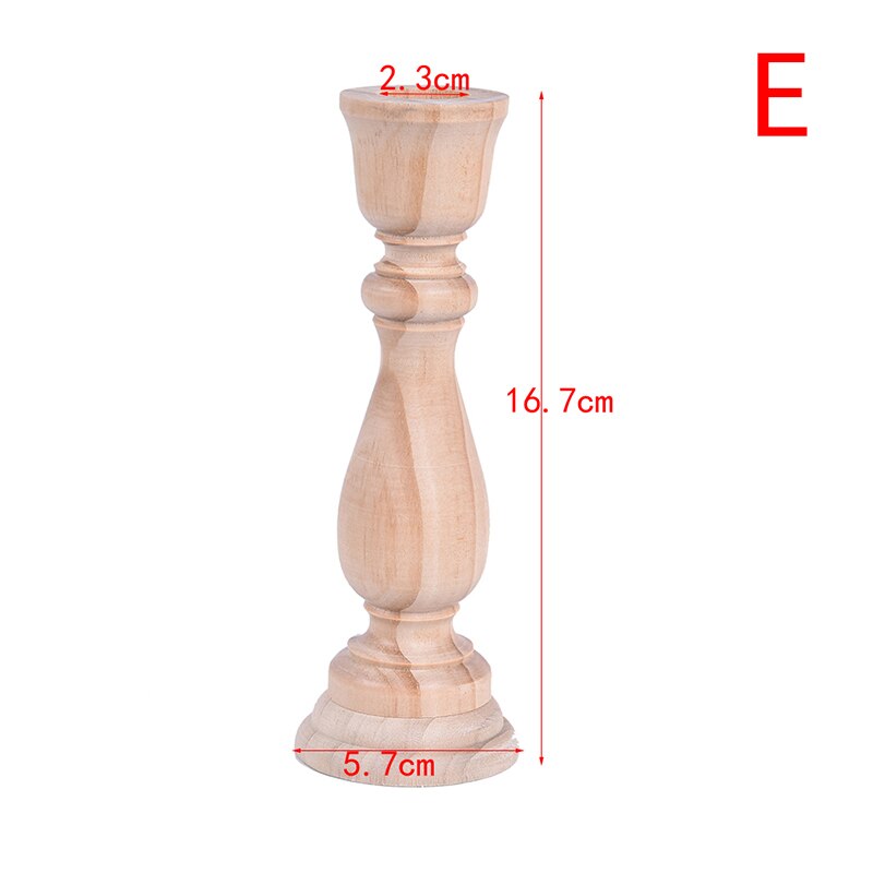 1pc Candle Holders Unfinished Candlesticks Holders Unpainted Wood Classic Craft Candlesticks Holders DIY Home Wedding Decoration: E