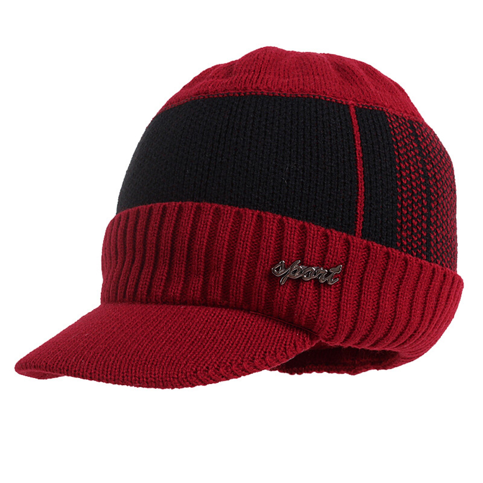 Ensemble de bonnets et écharpes en laine pour homme et femme, Bonnet tricoté, cagoule, masque Gorras, hiver: Red B