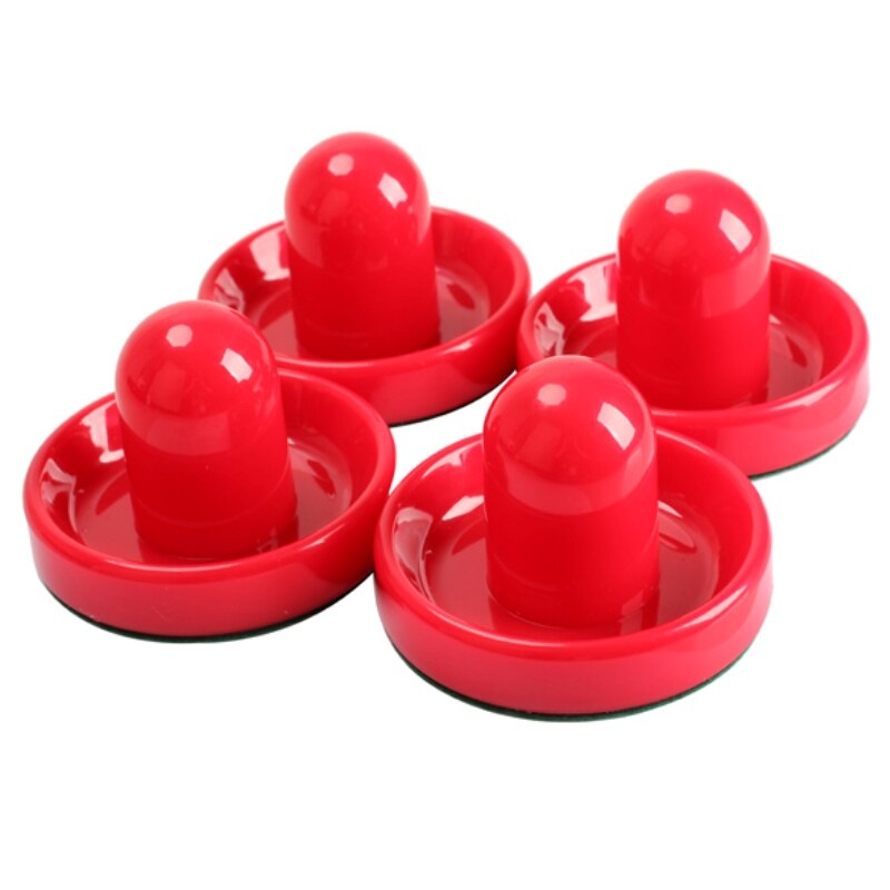 4Pcs/Set Air Hockey Pushers and Air Hockey Puck Air Hockey Ball Table Goalies with Puck Felt Pusher Mallet Grip Red