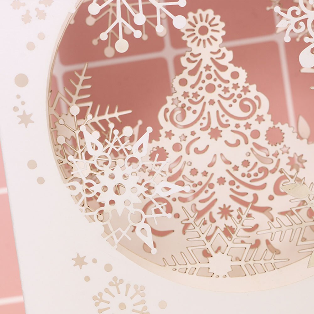 1Pc Stylish Handmade 3D Pop Up Tree Box Snowflake Greeting Card Merry Christmas Party Supplies