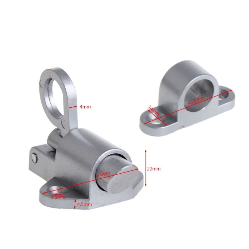 Window Gate Security Pull Ring Spring Bounce Door Bolt Aluminum Latch Lock Grey