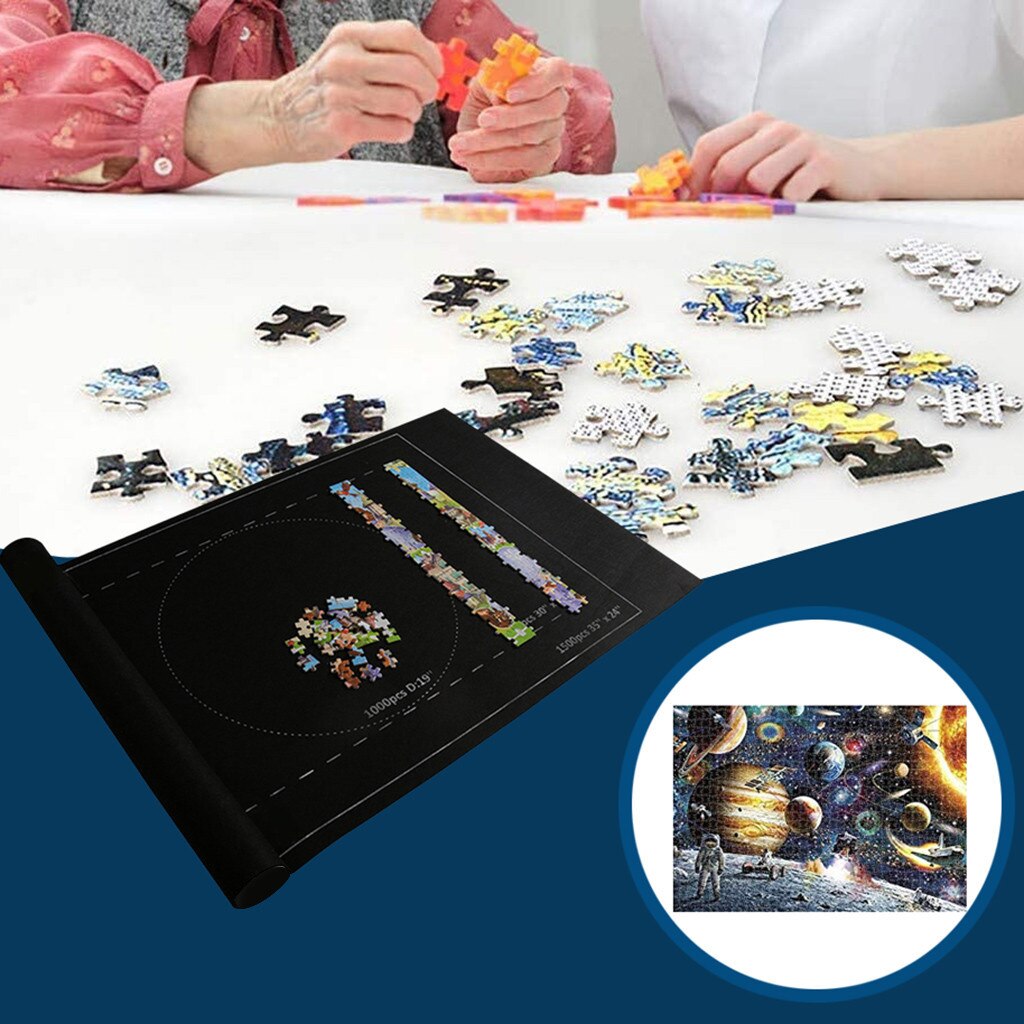 Puzzels Mat Jigsaw Roll Voelde Mat Speelkleed Puzzels Deken Voor Tot 1500 Stuks Puzzel Accessoires Draagbare Reizen Opslag tas