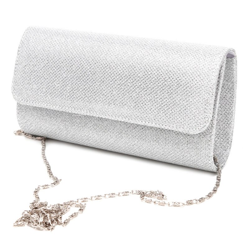 Women's Evening Shoulder Bag Bridal Clutch Party Prom Wedding Handbag: Sliver