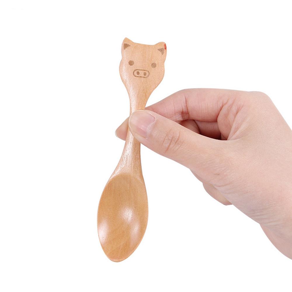 1/3 PCS Wooden Spoon Bamboo Kitchen Cooking Utensil Animal Fork Pattern Kids Spoon Eating Tool Soup-Teaspoon Tableware Catering: C