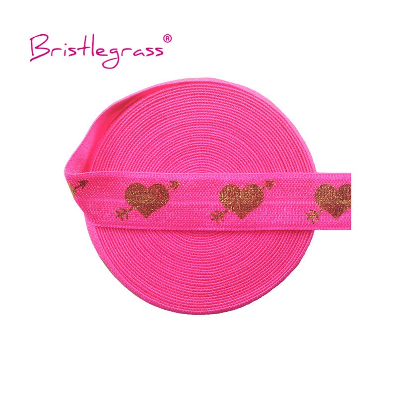 Bristlegrass 5 yard 5/8 " 15mm cupido's pijl liefdeshart folie print vouw elastieken foe spandex band haarelastiek tutu jurk naaien: Passievrucht
