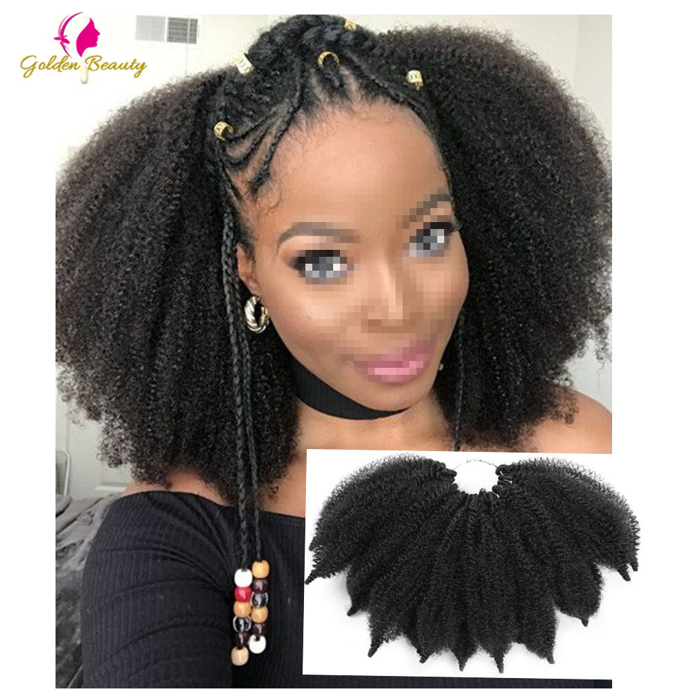 La belleza de oro 8 "sintético Crochet trenzas Marley pelo 14 raíces/pc suave Afro cabello torzado trenzado extensiones de fibras de alta temperatura