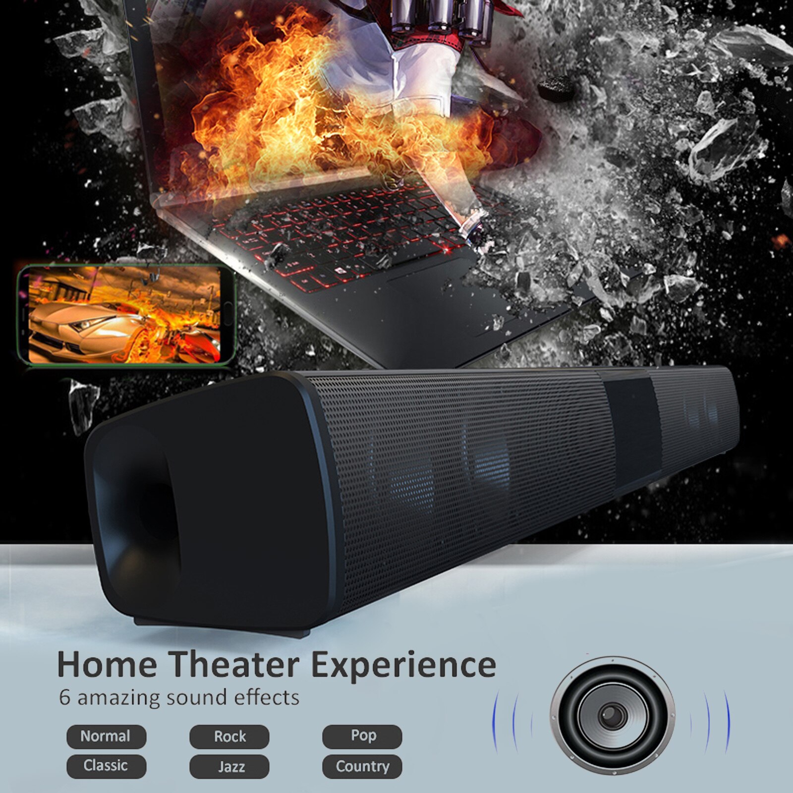 docooler BS-28A BS-28B Wireless Bluetooth Speakers 20W Soundbar Home Theater Sound Bar AUX RCA Input TF Card Music Playback FM