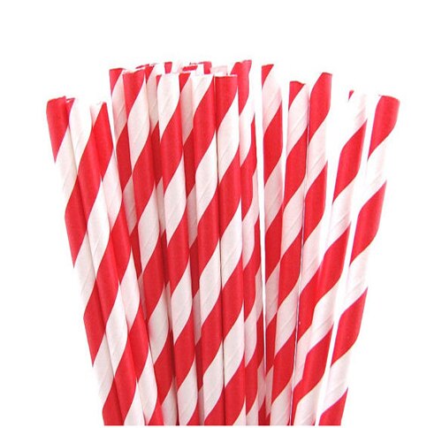 25pcs Black Red Paper Straws Straws For Birthday Wedding Decorative Party Event Drinking Straws Supplies: Red 1