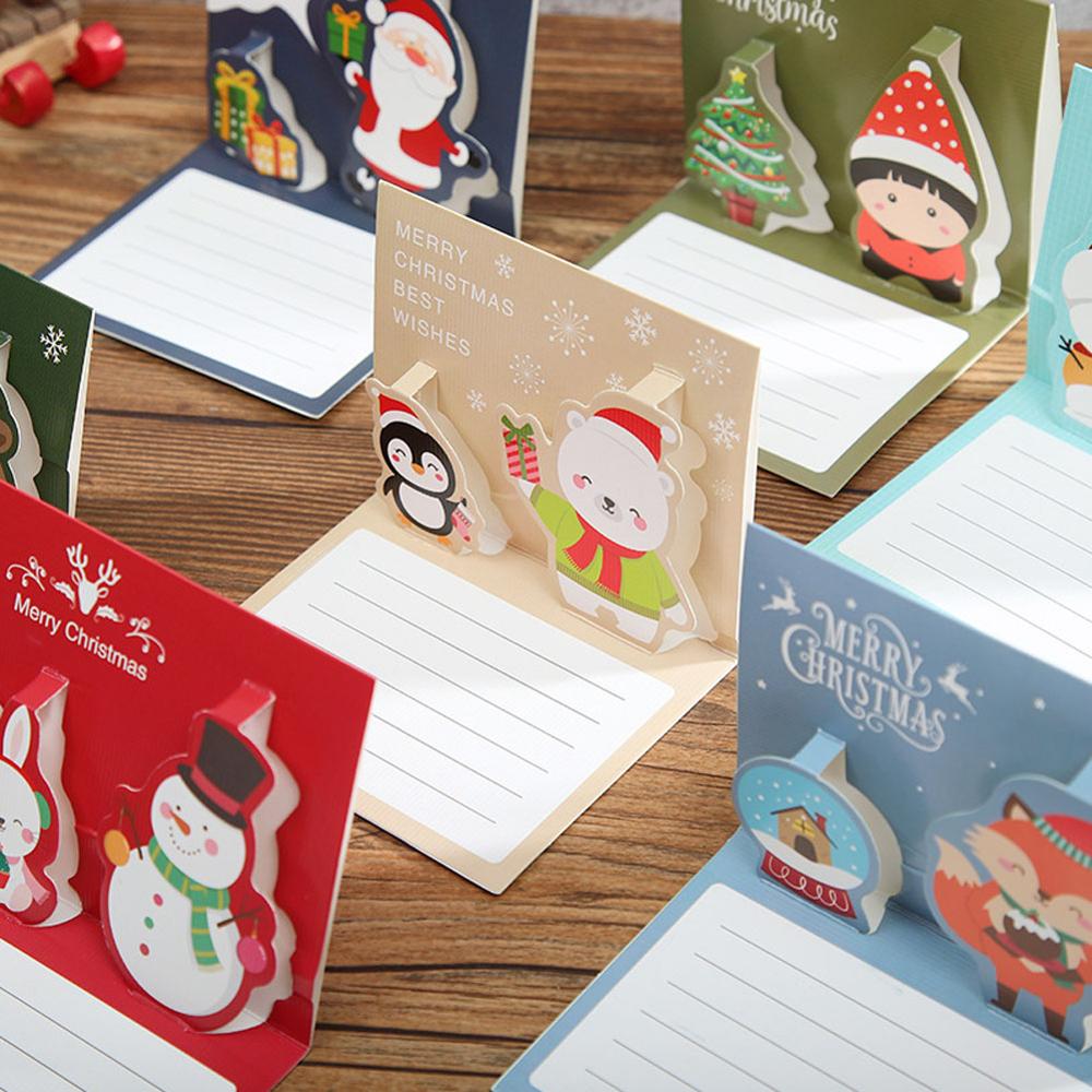 Mini 3D Cartoon Postkarte Kinder Schöne Frohes Neues Jahr Gruß Karte Frohe Weihnachten Schneemann Karten mit Umschlag Karte Weihnachten