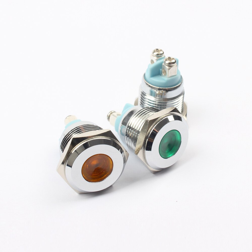 LED Metal Indicator light 16mm waterproof Signal lamp LIGHT 3V 6V 12V 24V 220v screw connect red yellow blue white 16ZSD.PY.L