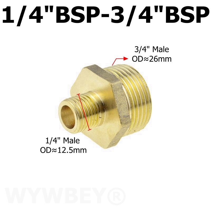 Messing sekskantet nippel rørfitting kobber adapter 1/8 1/4 3/8 1/2 3/4 han lige reduktionskoblingsforbindelse vand gas vvs samling: Dn8-dn20 02-06