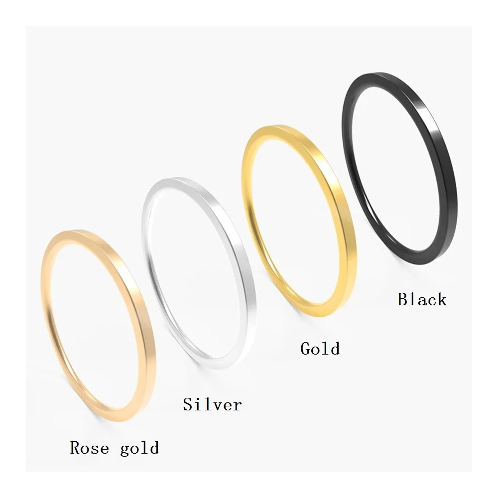 JHSL 1mm Kleine Mini Edelstahl Einfache Frauen Ringe Schwarz Rose Gold Farbe Schmuck UNS größe 3 4 5 6 7 8 9 10