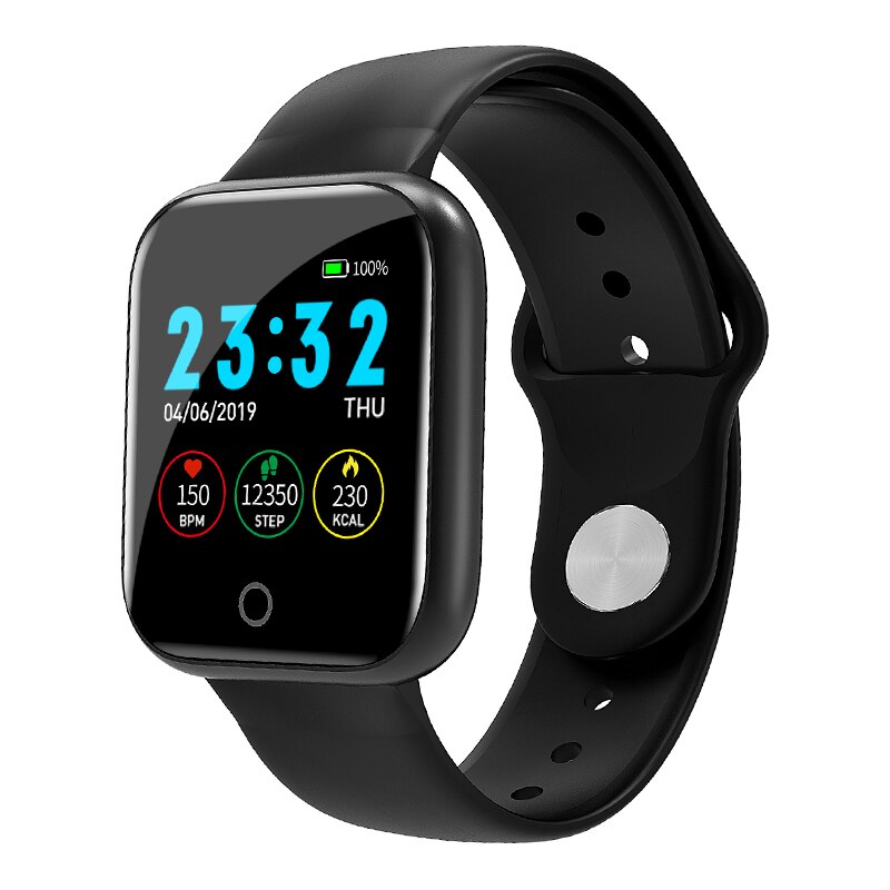Smarte armbånd kvinder mænd i5 smartwatch sports skridttæller blodtryksmåler fitness tracker til android ios: Sort tpu