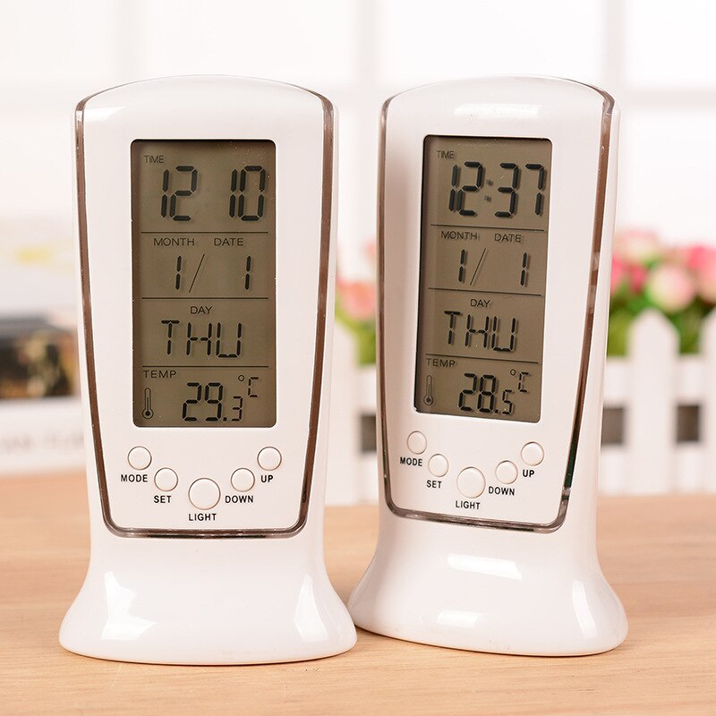 LED Digital Electronic Calendar with Blue Backlight Alarm Clock Thermometer