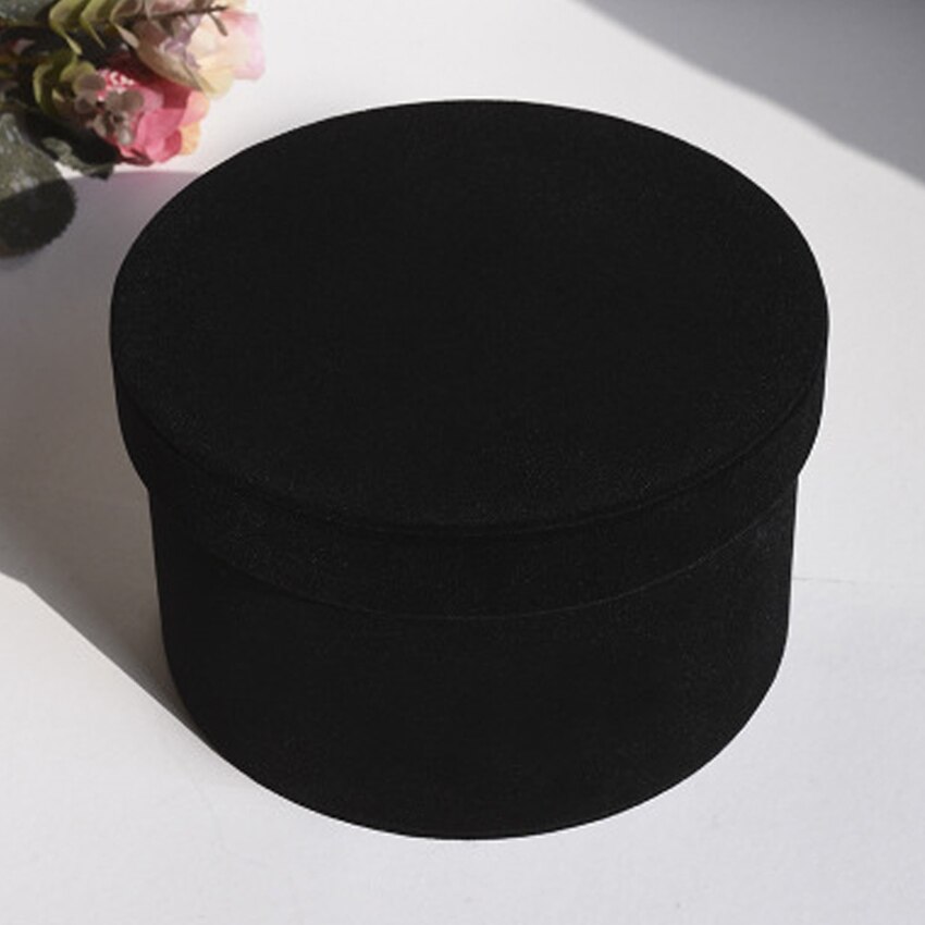 1 x roze ronde bloemendozen, bloemenverpakking, snoep, dragee, opbergdoos, papieren zak, boeket, vaas met deksel voor bruiloftsfeestdecoratie: 17cm zwarte
