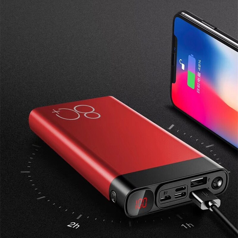 Powerbank 80000 mah bærbar lader digital skjerm eksternt batteri led lys usb smart telefon strømbank for xiaomi samsung