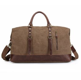 Vintage Leder Große Kapazität Reisetasche Männer Hand Gepäck Reise Duffle Tasche Leinwand Wochenende Multifunktionale handtaschen für männliche: Kakifarbig