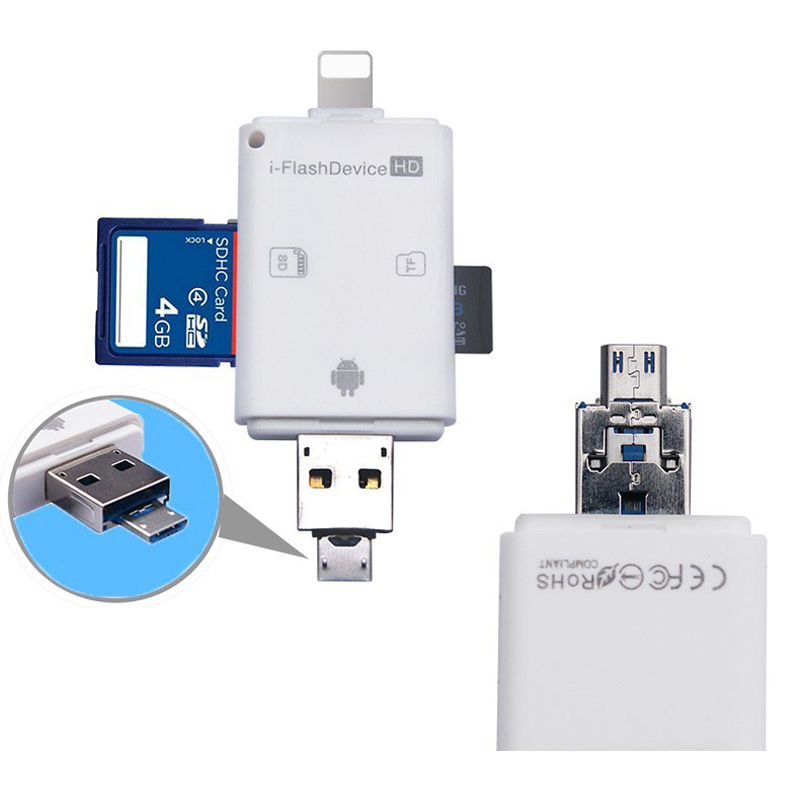 Ios Android Micro Usb Usb 3in1 Sd Tf Microsd Kaartlezer Memory Otg Kaartlezer Voor Iphone Ipad Voor Huawei voor Xiaomi Telefoon Pc