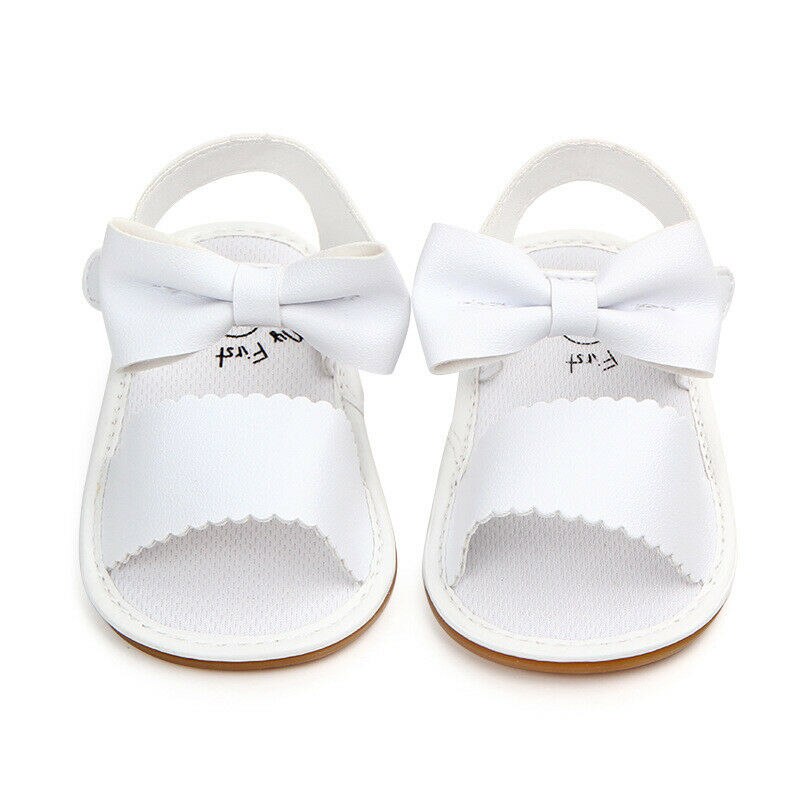 nuevas sandalias para niñas de cuero PU sandalias para niños niñas 0-18 meses arco princesa zapatos niñas verano zapatos: Blanco / 13-18 meses